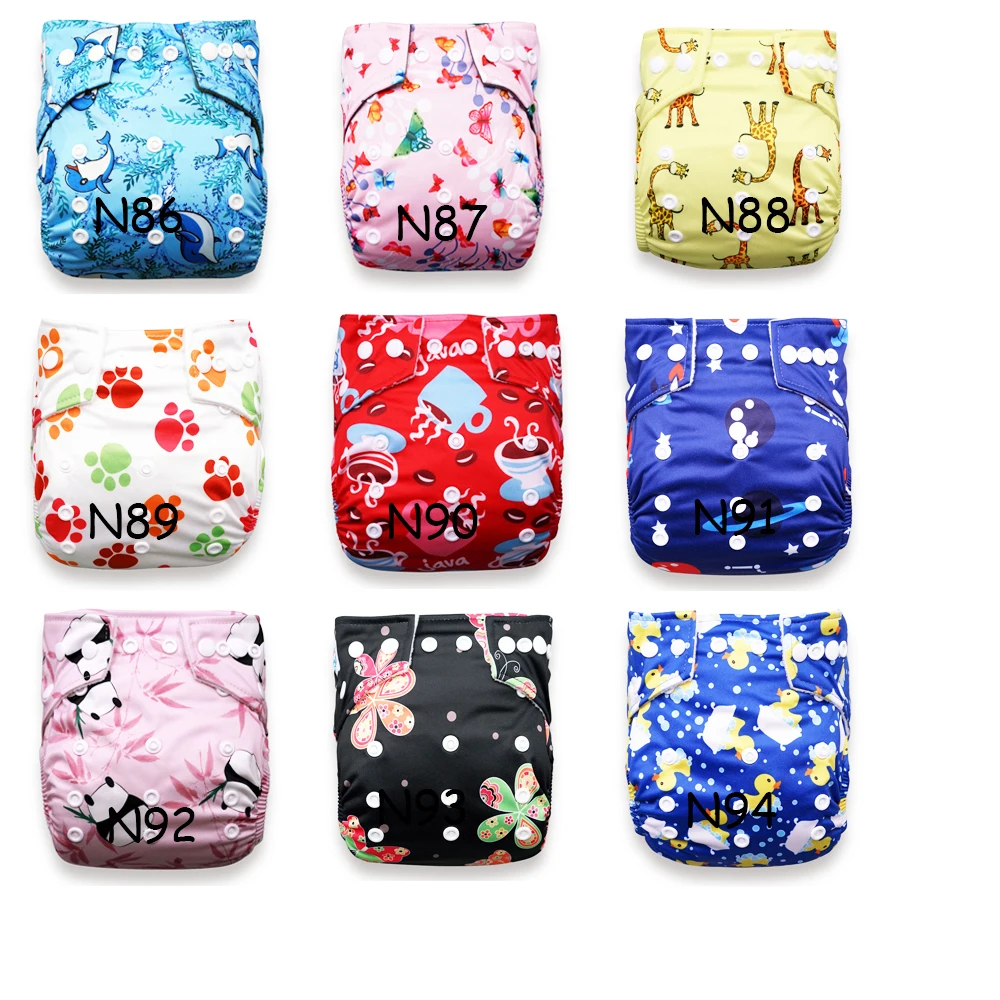 [ 5pcs a Lot] Babyland Solid Colors Multi Patterns Baby Cloth Diapers NewBorn Diaper Covers Reusable Nappy Ajustable Diapers