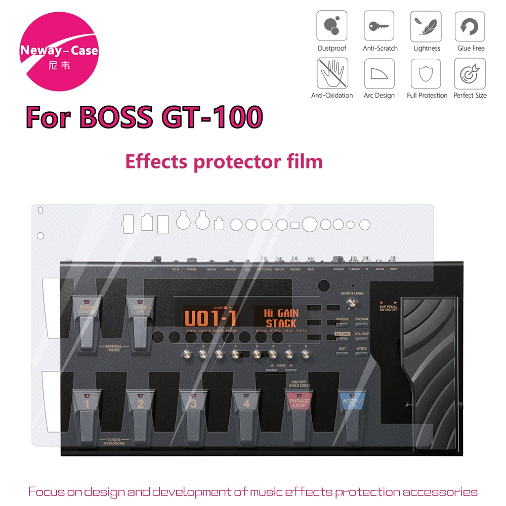 Neway-Case Electric Guitar Multi Effect Protector Film for BOSS GT-100 Guitar Pedal Effects Accessories