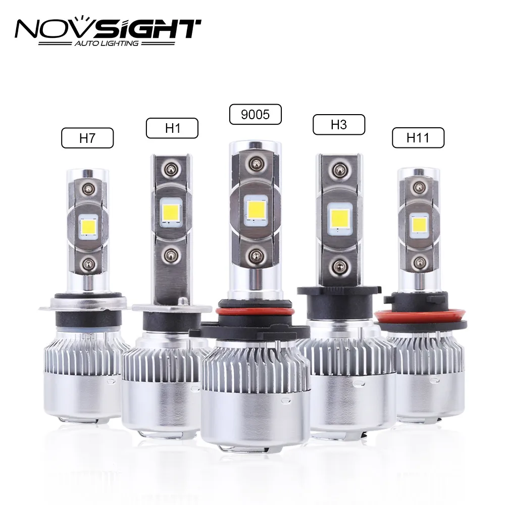 

NOVSIGHT H7 H8/H9/H11 Car LED Headlight Bulbs H16JP HB3/9005 HB4/9006 H1 H3 64W 9600lm Single Beam White Fog Light Lamps D46