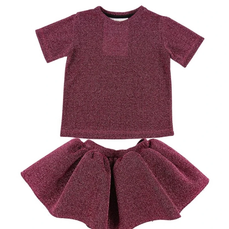 

new spring summer fashion style brand girls short sleeve t shirt+skirt clothing set 2pcs girls ballet dance skirt 80-130 height