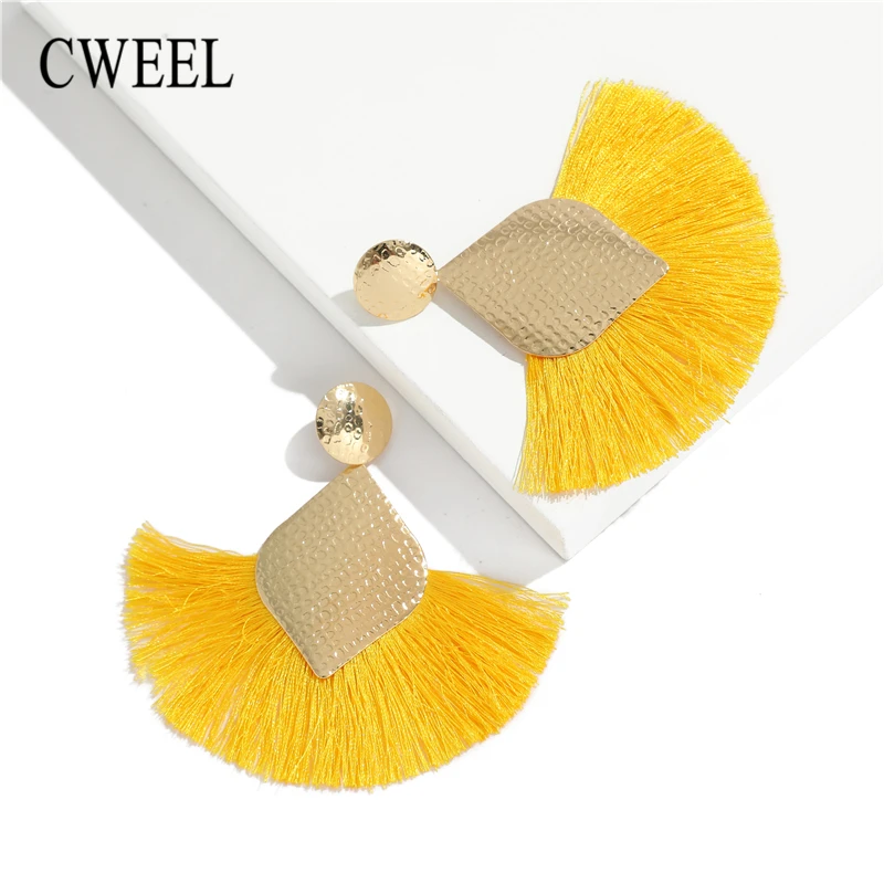 

CWEEL Big Long Women Tassel Earrings Dangle Fringe Bohemian Brincos Boho Charms Hanging 2018 Earings Fashion Jewelry