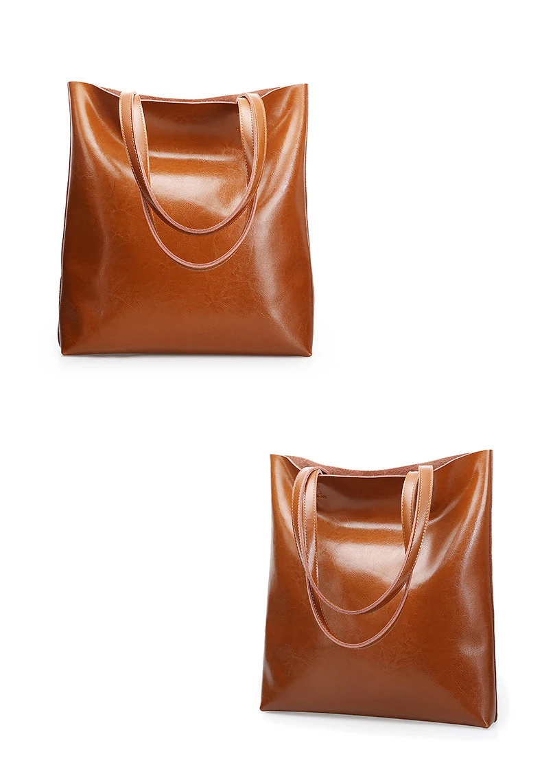 Осень Зима Роскошные женские сумки через плечо из натуральной кожи модные ретро повседневные женские сумки-тоут простая большая сумка для покупок