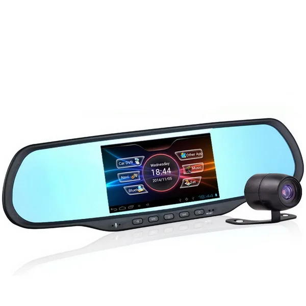 Dhl ИЛИ ems 10 штук 5 дюймов android зеркало заднего вида gps навигация Bluetooth DVR FHD 1080P WiFi FM 1 ГБ/8 Гб Двойная камера Автомобильные видеорегистраторы