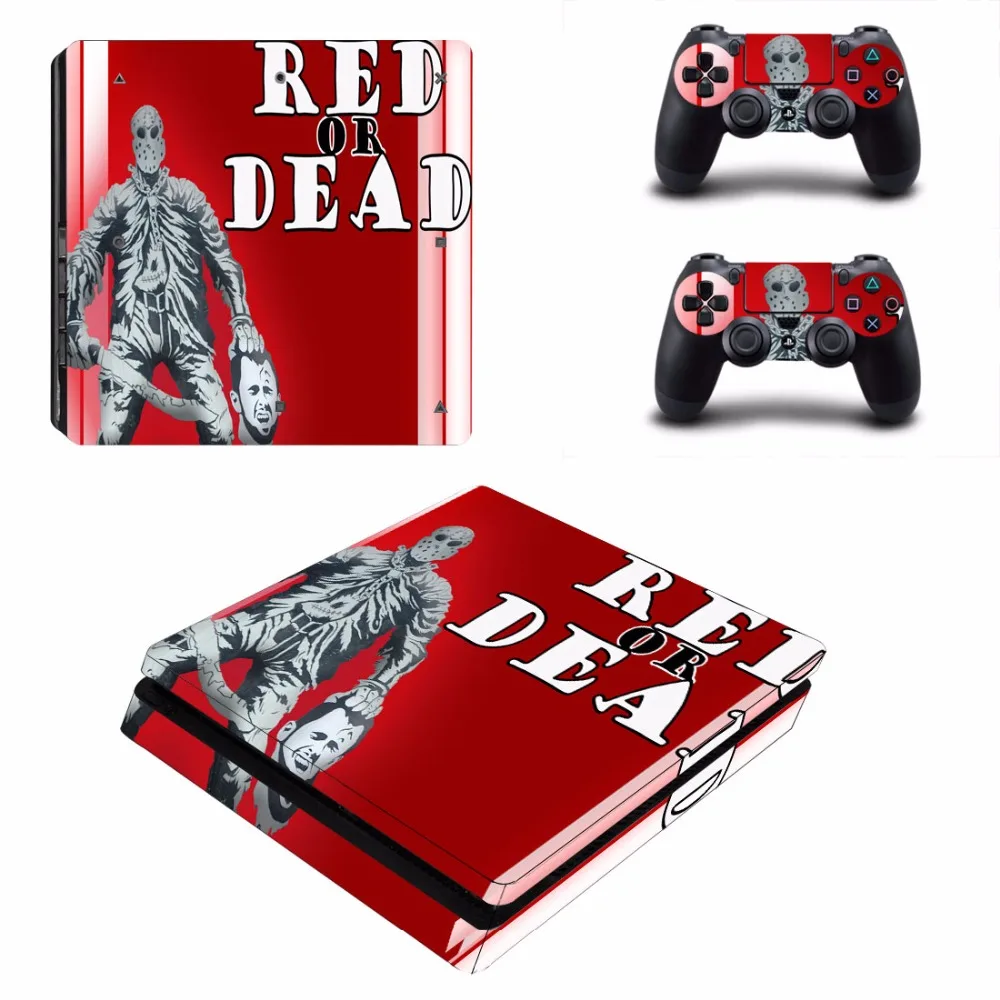 Red or Dead PS4 Slim Skin Sticker for Sony PlayStation 4 Console and 2 Controllers PS4 Slim Slim Skins Sticker Decal Vinyl