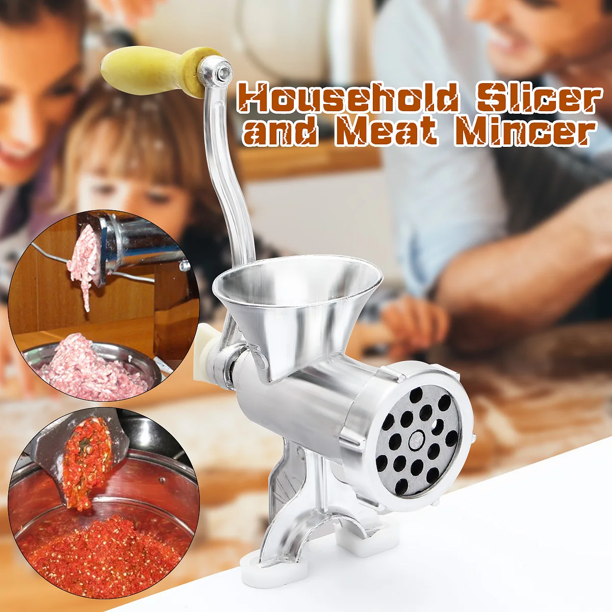 

Handheld Meat Grinder Mincer Meat Sausage Noodle Dishes Making Gadgets Home Canteen Kitchen Cooking Tools Silver