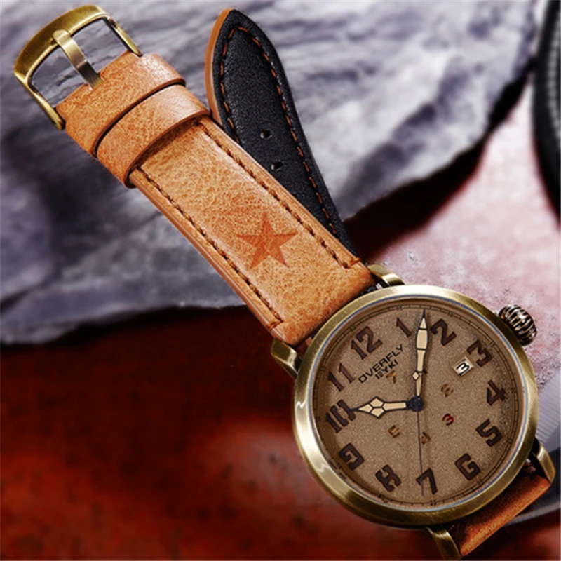 

EYKI Luxury Brand Vintage Mens Watches Leather Khaki Quartz Watch Man Week Date Army Military Antique Watch Zegarek Meski 2018