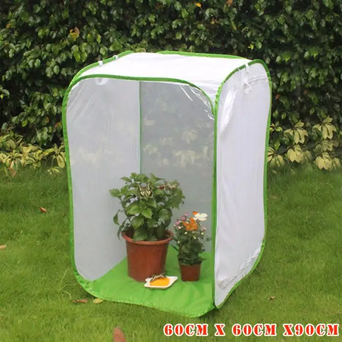 New Foldable Insect Habitat Cage Seedling Plant Light Transmission Net Tent Greenhouse NE