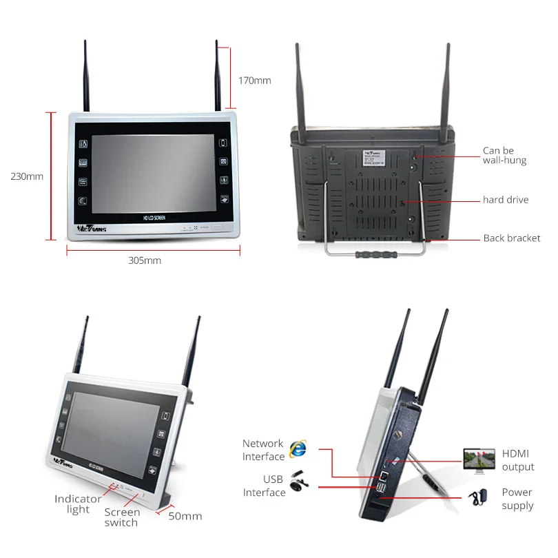 Wetrans Беспроводная CCTV камера система 1080P HD 4CH NVR Wifi жк дисплей умный дом набор