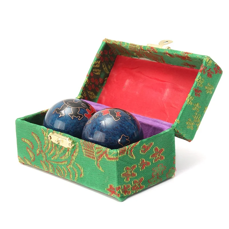 KiWarm 2 шт. китайская перегородчатая эмаль для упражнений стресс мяч для рук запястье твердый хром Baoding мяч для здоровья терапия массажный Шар Драгоценный Камень