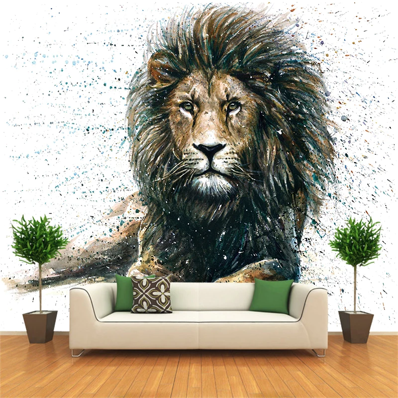Удивительная льва пользовательские фото на холсте стены Бумага стены обои, фон стены Бумага Гостиная Спальня домашний декор