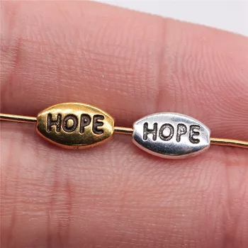 

WYSIWYG 60pcs 10x6mm Hope Small Hole Beads For Jewelry Making Antique Gold Hope Small Hole Beads Pendants Charm Hope Beads