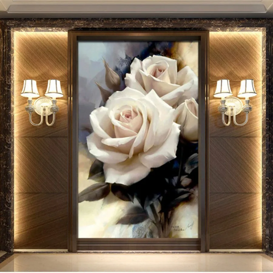 Beibehang White Roses 3d Stereoscopic Video Mural Wallpaper Sofa Tv ...