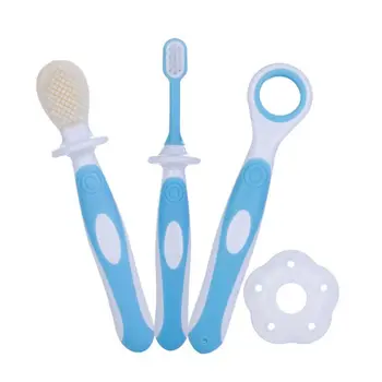 

Baby Toothbrush Set Infant Brushing Teeth Tongue Training Safety Cover Design Soft Healthy Teether Toddler Oral Care