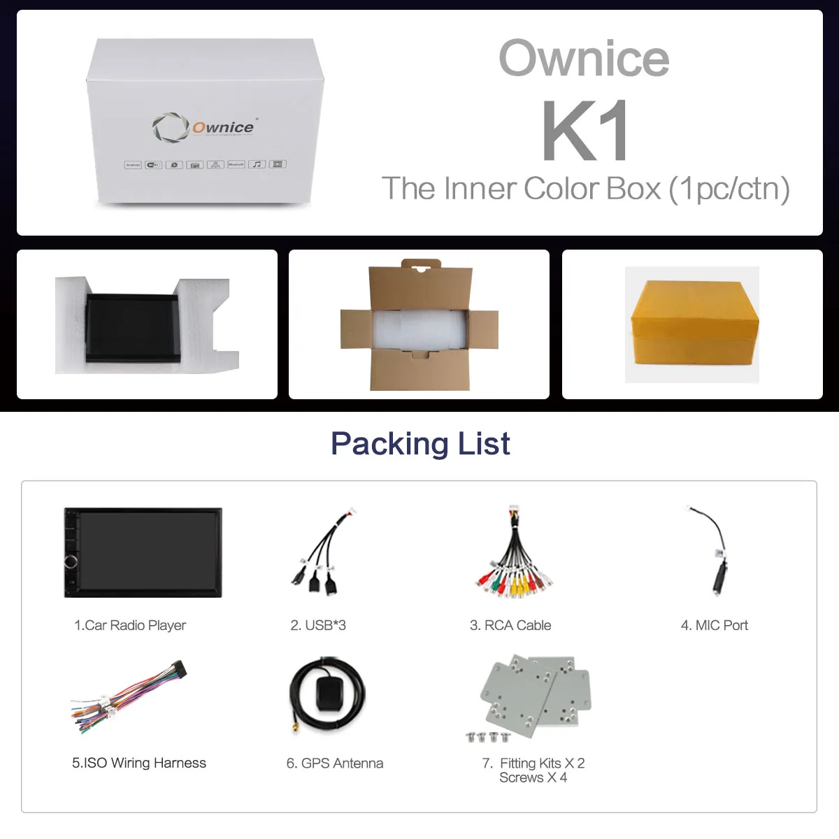 Excellent Ownice K1 7" 2Din Android 8.1 Car Multimedia GPS Navigation Video Play Tap PC Tablet  Radio Stereo Video DVD Player For Nissan 5