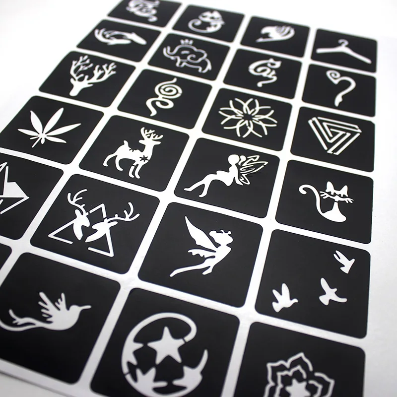 Airbrush Small Reusable Paint Tattoo Stencil Kit 6 Sheets Set 141pcs Temporary Glitter Tattoo Templates for Face Body Painting face painting template henna tattoo stencils