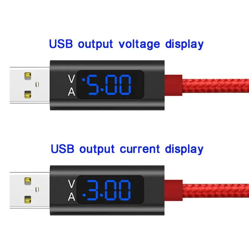 3A Напряжение и ток синий светодиодный Дисплей микро USB кабель с нейлоновой оплеткой для быстрой зарядки и синхронизации данных провод для Samsung Xiaomi huawei и