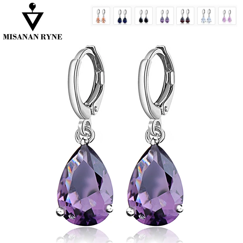 

MISANANRYNE Waterdrop CZ Zircon Jewelry Long Silver-Color Dangle Earrings Brincos Pendiente For Women Gifts boucle d'oreille