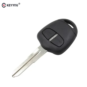 

KEYYOU Replacement 2 Buttons Transponder Car Key Remote Case Fob Cover Shell Blank on Right Blade For Mitsubishi Grandis