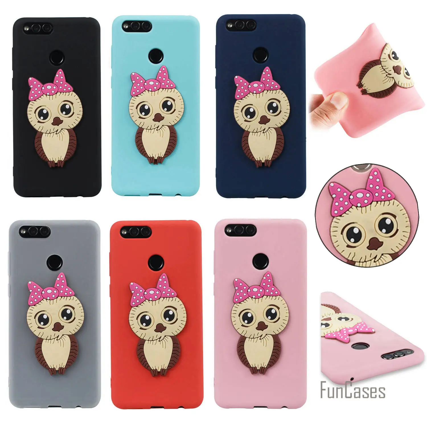 

Lovely Owl Case sFor Hot Huawei Honor 7X Soft Silicone Cover Csse Matte Phone Case sFor Huawei Ascend Honor 7X Fourre phone case