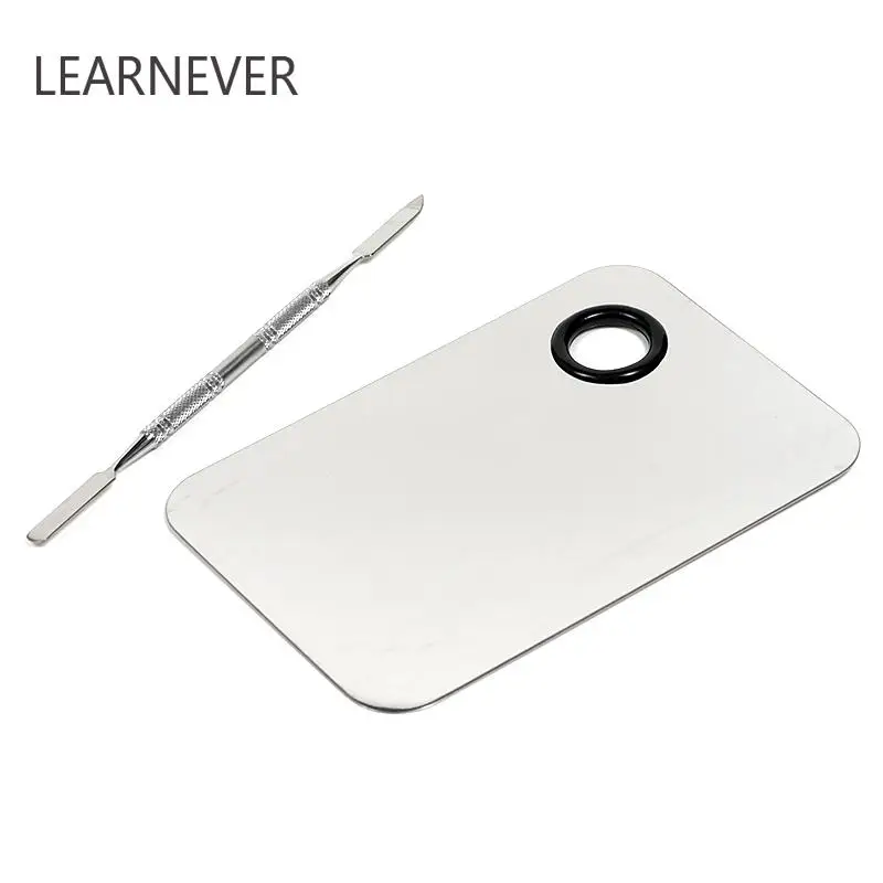 

LEARNEVER Beauty Stainless Steel Makeup Nail Eye Shadow Foundation Mixing Palette Spatula Cosmetic Tool #M01571