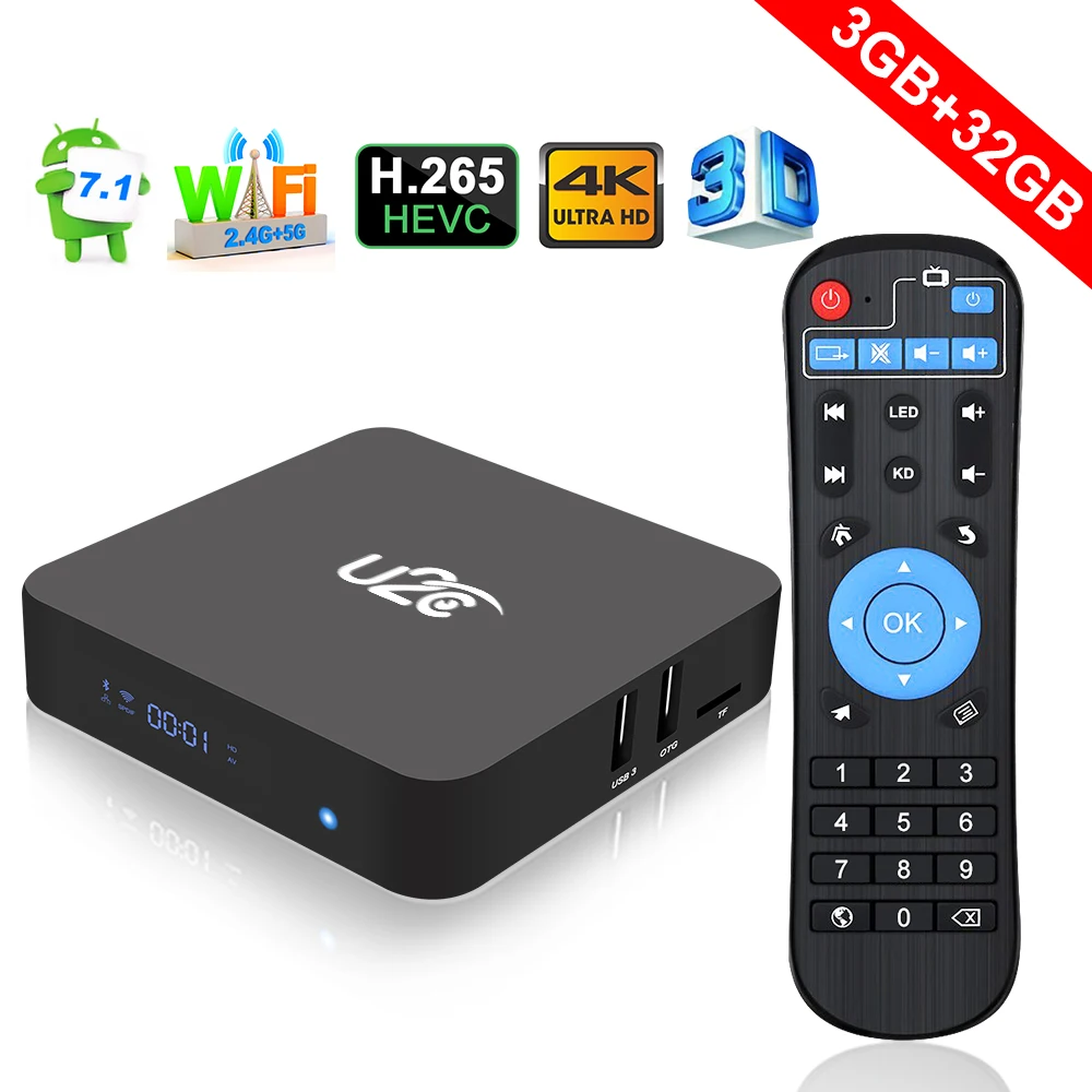 U2C X Super Smart TV Box HDMI HD TV Digital Terrestrial Receiver Set-top Boxes 3G + 32G Android 7.1 box