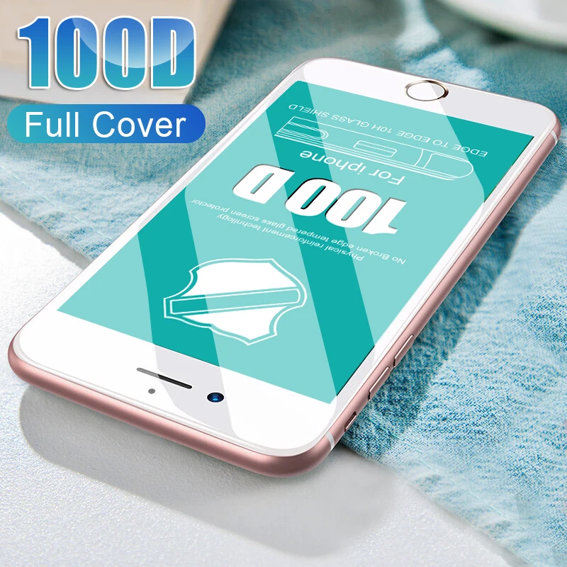 

100D Curved Edge Full Protective Glass On The For iphone 7 8 6 6s PLus Screen Protector Film For iphone 6 6s 7 8 Tempered Glass