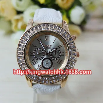 

100pcs/lot, New arrival Fashion Women Rhinestone Watches ladies Girl Geneva Women Watch diamond jewelly clock men's wristwatches