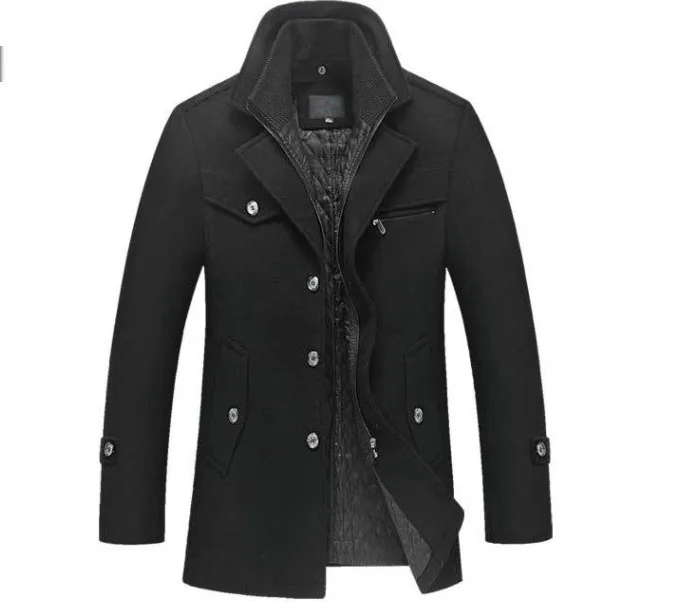 Mens black pea coat slim fit Clearance