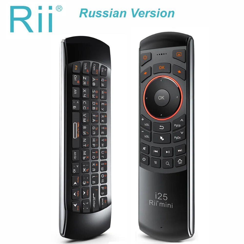 Rii mini i25 2,4 ГГц, пульт дистанционного управления с воздушной мышью и русской клавиатурой для ПК, samsung Smart tv, Android tv BOX