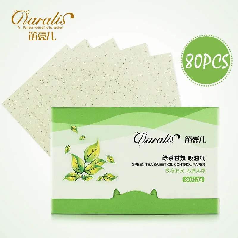 

80Sheets/pack Tissue Papers Green Tea Smell Makeup Cleansing Oil Absorbing Face Paper Matcha Blotting Facial Cleanser Face Tool
