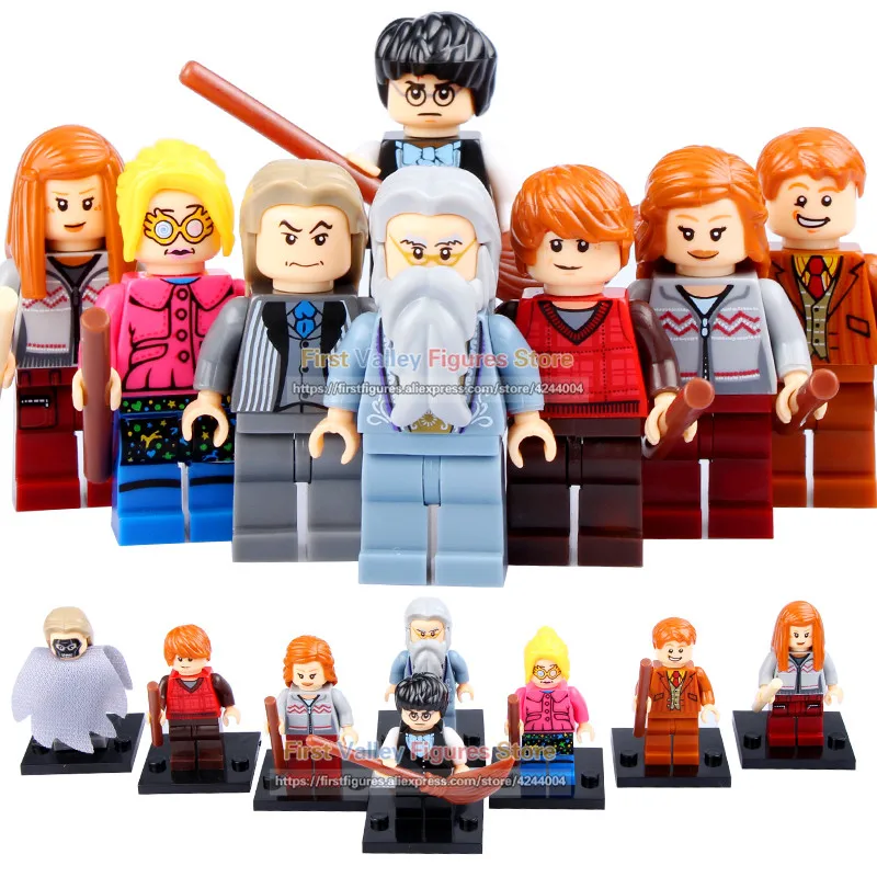 

DR.TONG 8pcs/lot Super Heroes Harry Hermione Dumbledore Lord Voldemort Ron Weasley Potter Building Blocks Children Toys X0129