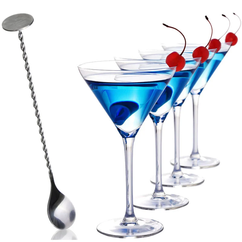 1PC Stainless Steel Spiral Pattern Cocktail Mixing Spoon Bar Cocktail