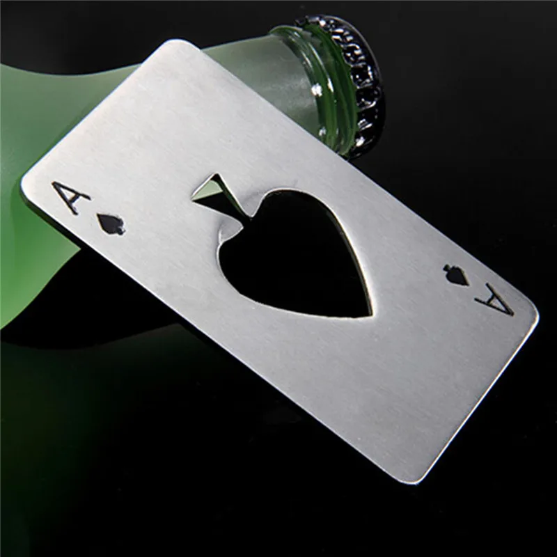 

DHL free shipping New Stylish Hot Sale Stainless Steel Poker Playing Card of Spades Bar Tool Soda Beer Bottle Cap Opener Gift