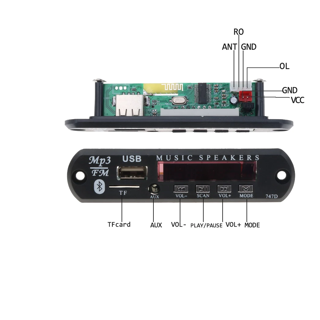 5 V-12 V автомобильный Bluetooth MP3 плеер модификации комплект Беспроводной с приемом УКВ-диапазона и MP3 Плата декодера стандарта USB 3,5 мм Музыка Аудио Адаптер reallac