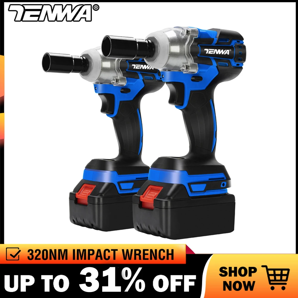 TENWA Brushless Electric Wrench Impact Wrench Socket Wrench 21V 4000mAh Li Battery Hand Drill Installation Power Tools