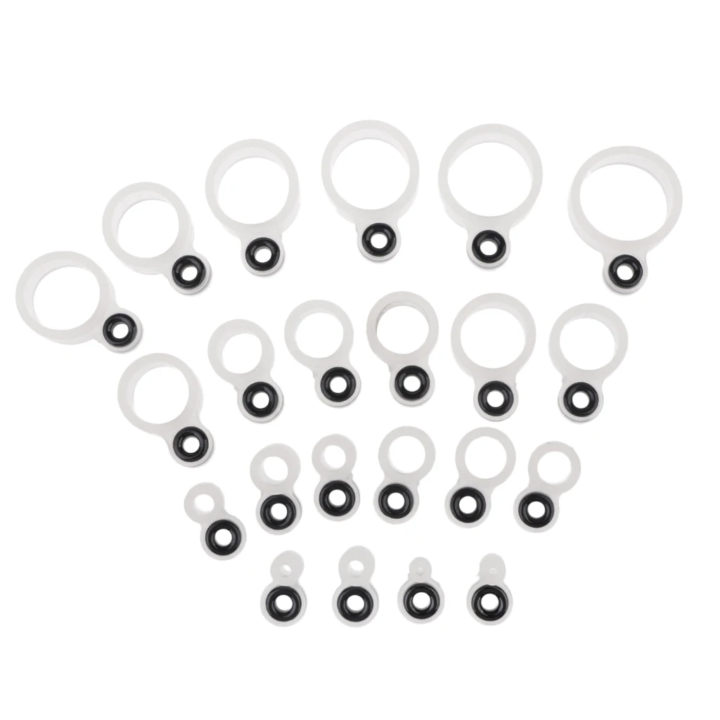 22pcs Silicone Fishing Rod Guides Eye Rings Line Rings DIY Parts, 22 Different Sizes Mixed Guias de cana de pescar