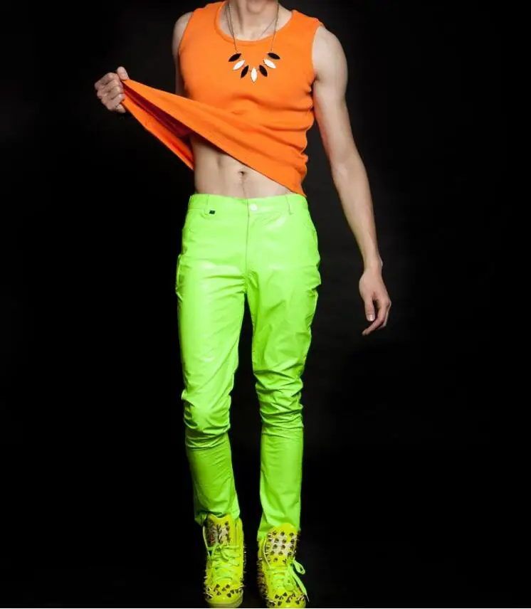 27-44! Модный мужской бренд сценический для певца одежда яркие неоновые, флуоресцентные зеленые повседневные штаны костюмы костюм плюс размер брюки