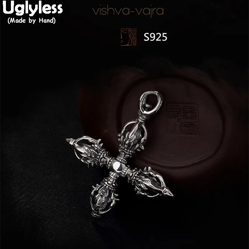 Uglyless Real 925 Sterling Thai Silver Cross Designer Vajra Pendants