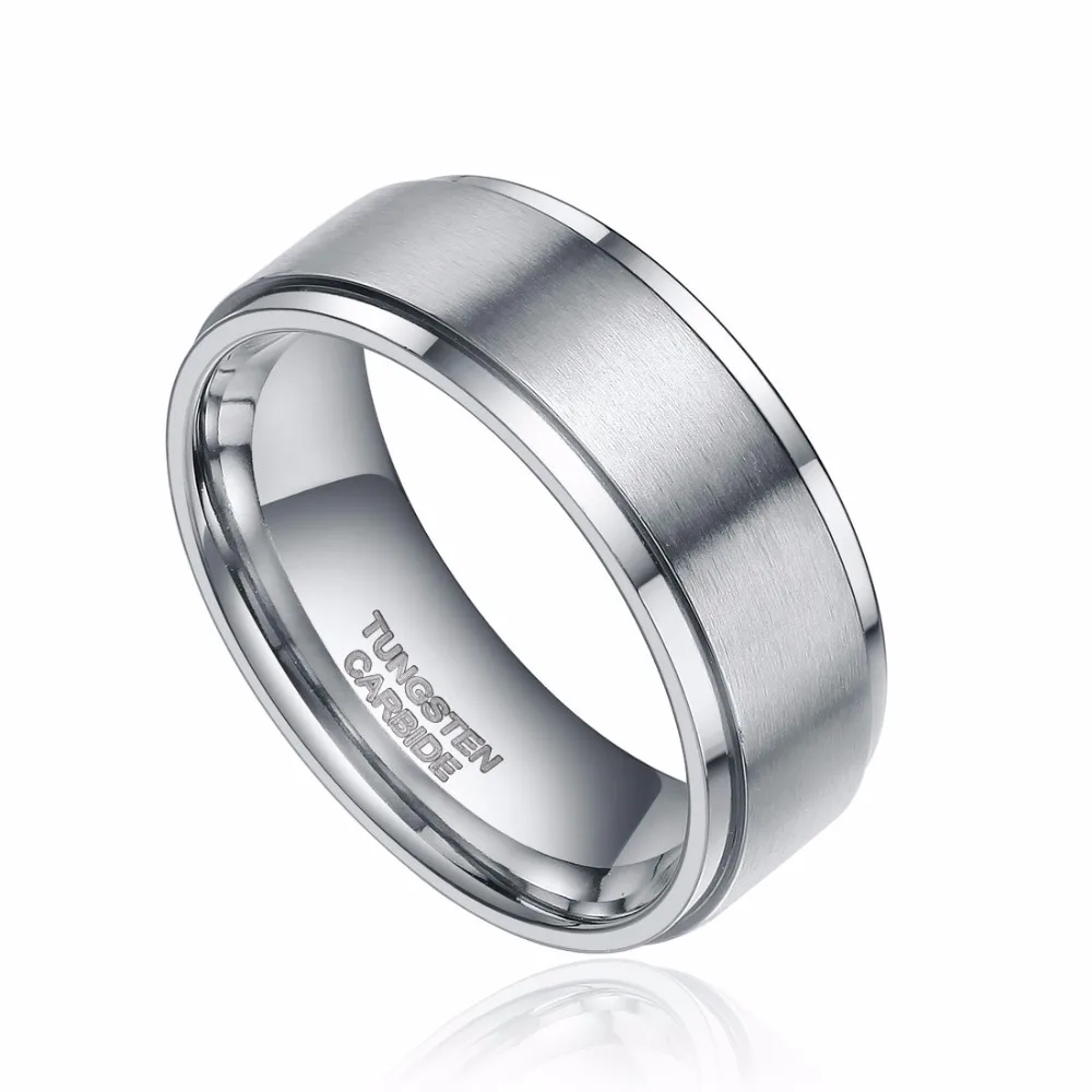 8mm Silver Tungsten Carbide Ring Men High Polished Edges Brushed Wedding Band Male Engagement Rings For Women Fashion Jewelry