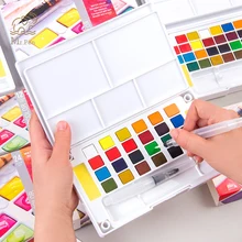 Professional 12/18/24/36 Colors Solid Watercolor Paint Set Box with Paintbrush Portable Watercolor Pigment Set Art Supplies original south korean high quality very good wcs 103water colors 24 colors 7 5 ml watercolor oil paint