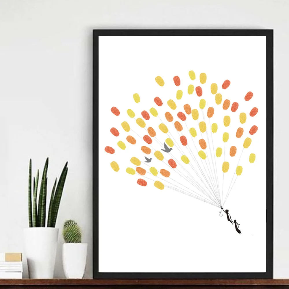 Creative DIY Fingerprint Canvas Art Print Fine Art Painting Home Wall