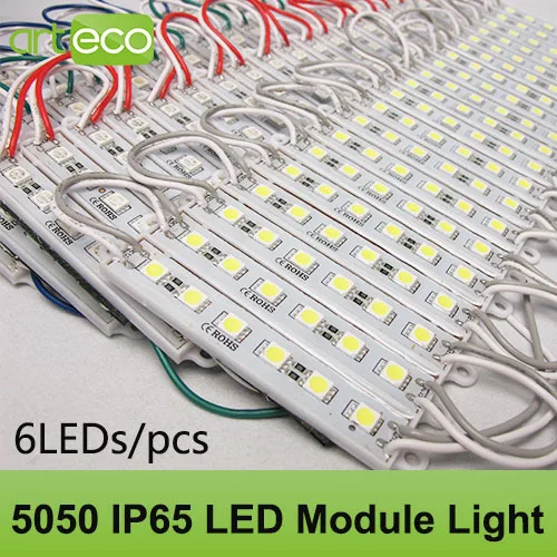100 шт./лот DC12V SMD 5050 6 светодиодных модулей IP65 водонепроницаемый светодиодный