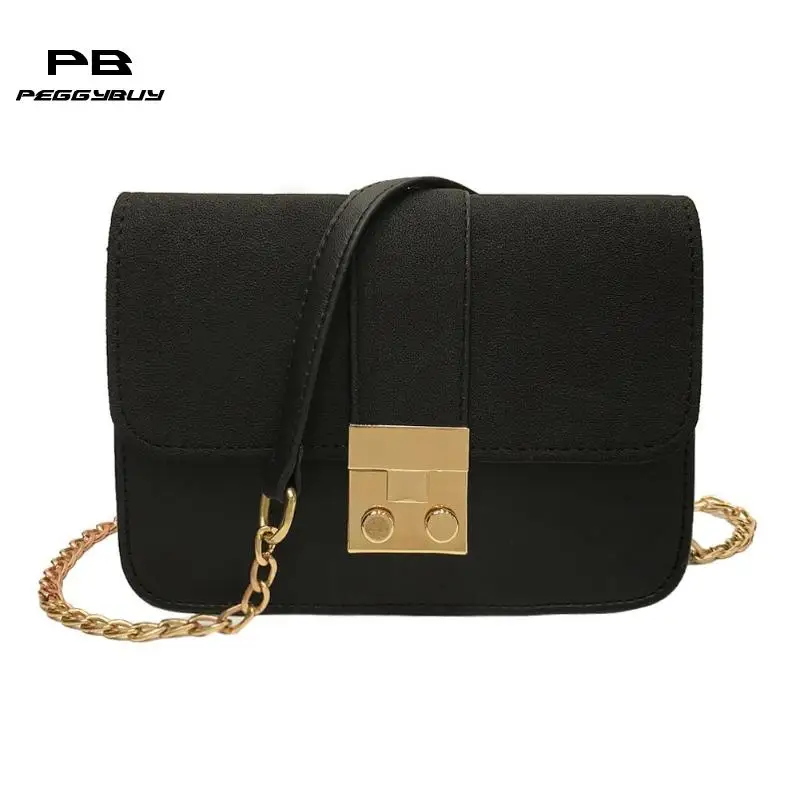 

Retro Women Messenger Bags Bolsas Feminina Simple Mini Handbag Leather Clutch Crossbody Shoulder Bag Chain Small Black Women Bag