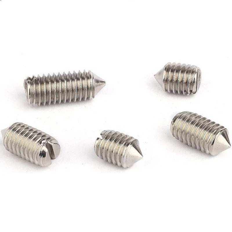 50PCSM3304StainlessSteelMetricThreadConePointSlottedSetScrew