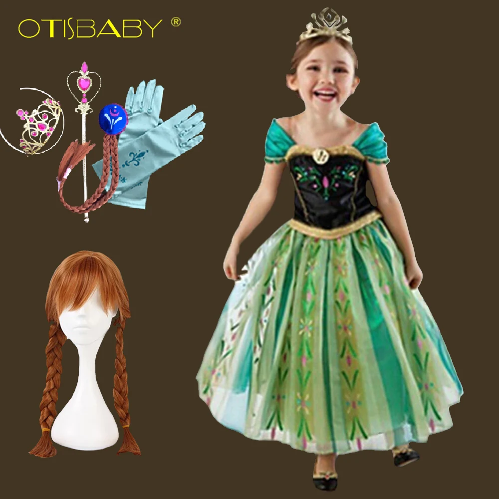 Коллекция года, летний детский костюм принцессы Анны Эльза-Снежная королева детское платье с фатиновой юбкой на день рождения Рождественский костюм Рапунцель на Хэллоуин