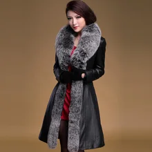 Роскошные брендовые новые модные женские пуховики из натуральной овчины с большим воротником из лисьего меха женские черные куртки xxxxxl