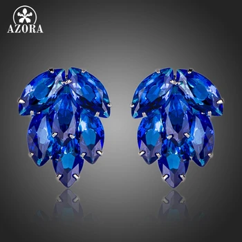 

AZORA Deep Blue Botryoid With Top Quality Cubic Zirconia Stud Earrings TE0135