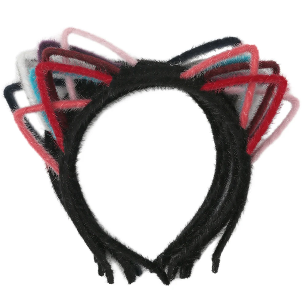 Cute Faux Fur Cover Cat Ears Headband Girl Headwear Color Splicing Hairband Fashion Kid Hair Accessories