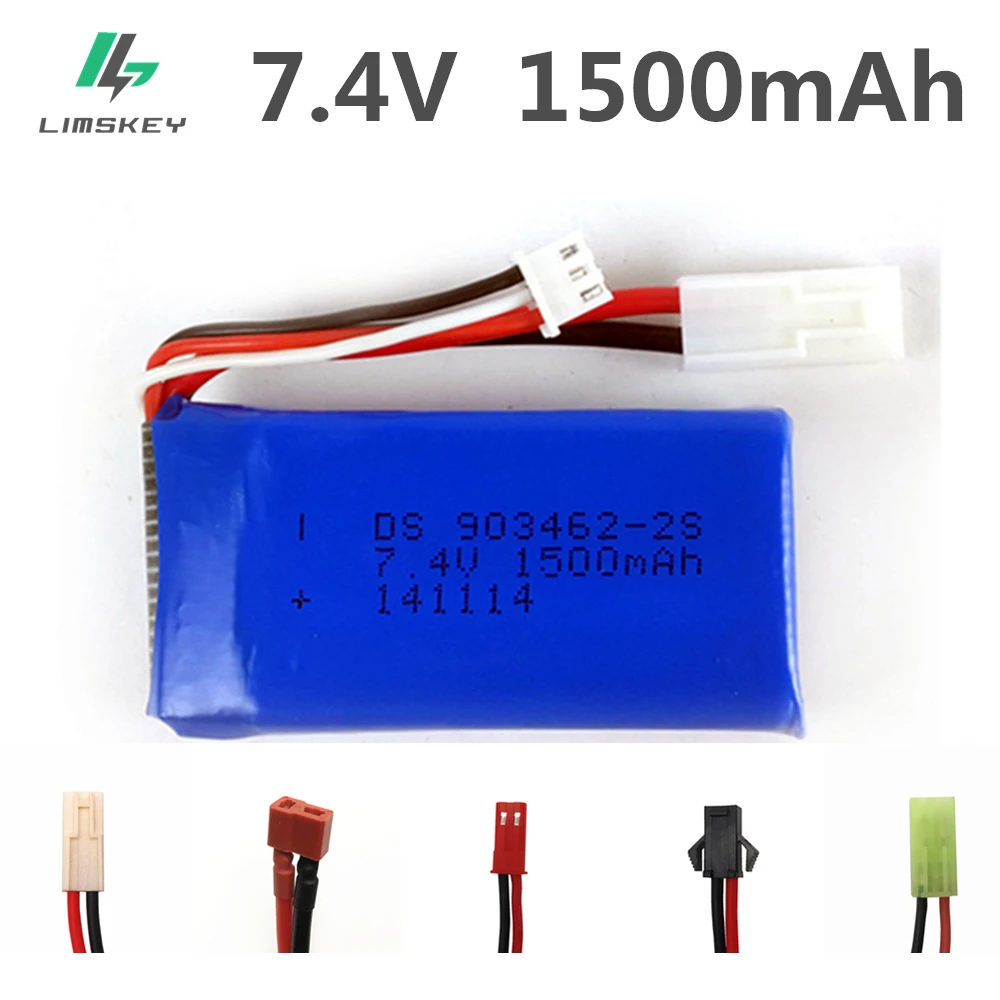 7,4 V 1500mAh Lipo батарея для FT009 RC Лодка Катер 12428 батарея Lipo 2S 7,4 V 1500 mah 903462 2S JST SM KET T вилка