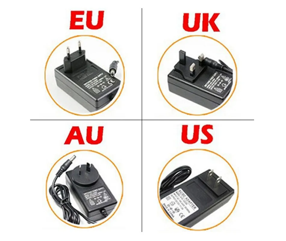 AC110-240V к DC 12 В 2A/3A/5A/6A/8A источник питания EU US UK AU вилка Changer адаптер трансформатора для светодиодной ленты